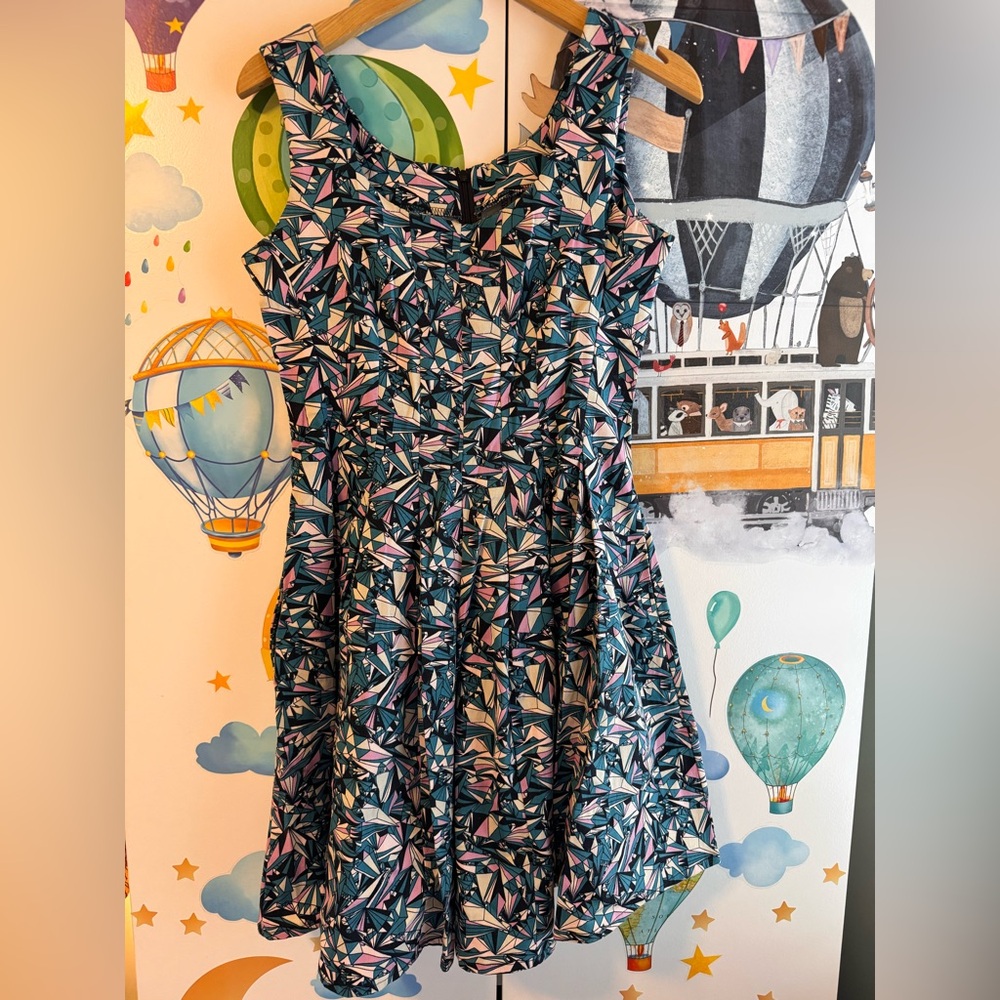Nooworks Multi-Color Geometric Ruffle Sundress